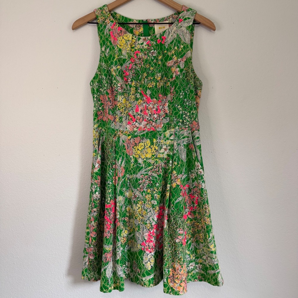 Anthropologie Maeve - Floral Lace Sequin Fit & Flare Dress Size 4
